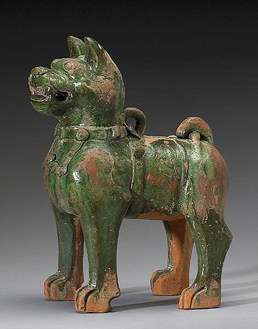 Han Dynasty Green-Glazed Dog, 206 BC-220 AD